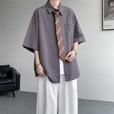 8XL-M泡泡纱盐缩肌理短袖衬衫男夏季冰丝外套防晒衬衣DC28011P36，男装衬衫，电商B312