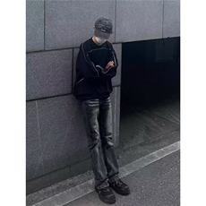 美式高街男女弯刀微喇水洗牛仔裤S306P44，男装牛仔裤，星座1112-1