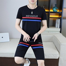 25322-P75休闲运动套装男士宽松时尚潮牌短袖短裤一套搭配欧货，男装牛仔裤，电商D310B-1