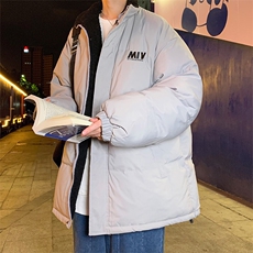 新款两面穿羊羔绒衣男秋冬ins袄外套加厚宽松立领W2326-P78，男装棉衣，星座512-4