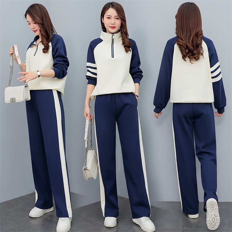 春秋休闲运动服套装女2025新款时尚撞色洋气减龄高级感卫衣两件套,女装套装/套裙,凝聚力