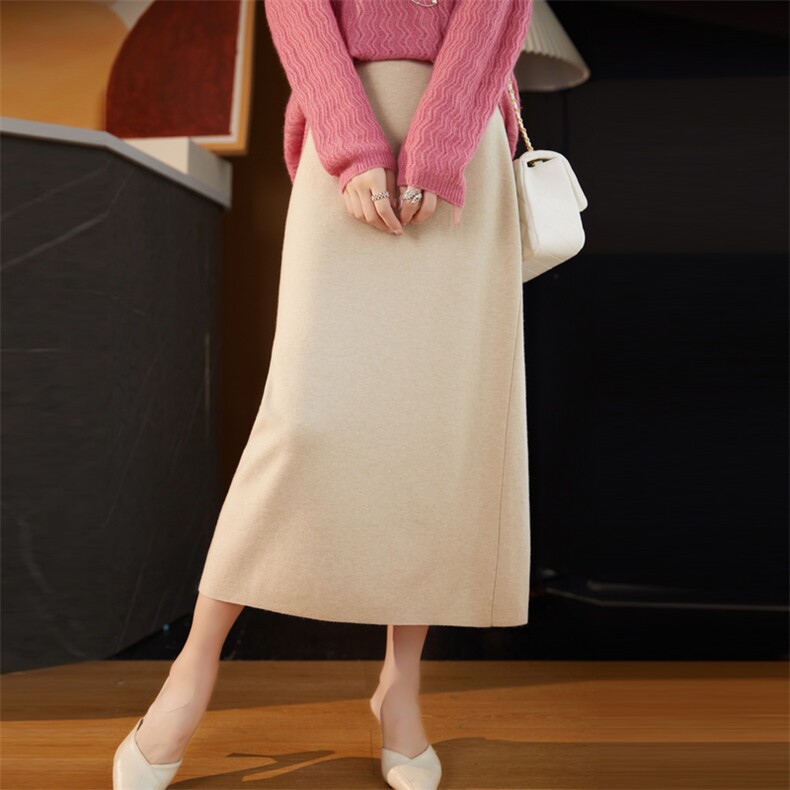 秋款高腰显瘦针织半身裙女长裙气质优雅一步裙包臀裙，女装半身裙，东远绒业