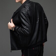 2023春秋新款男士时尚修身皮衣西装男外套皮夹克BSN8936-P135，男装皮衣，星座1105-3