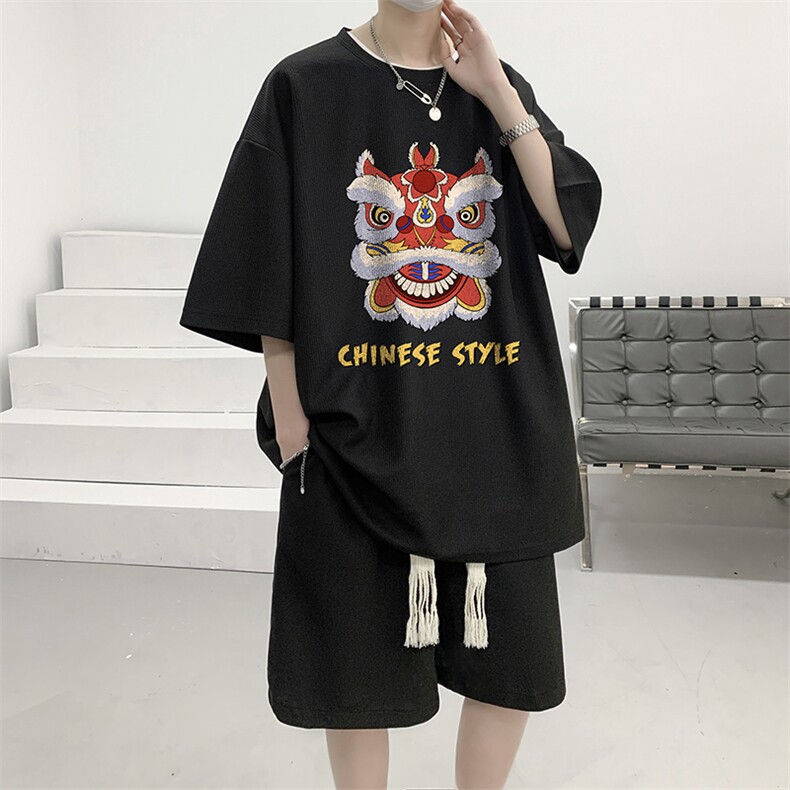 华夫格套装运动短袖t恤套装休闲两件套一套 HZ84185-P44图片