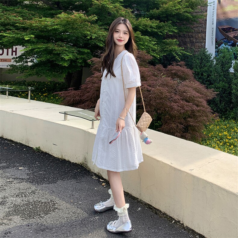 学院风减龄镂空上衣套装女夏新款小个子轻薄休闲显瘦背带裙两件套,女装连衣裙,慧峰