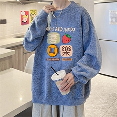 加厚加绒毛衣男大码毛线衣男针织衫男线衫M19322-P45加绒款-P65，男装针织衫/毛衣，电商A040