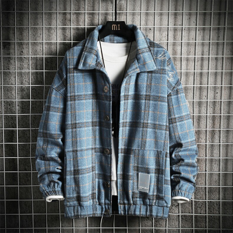 格子夹克外套男士韩版潮流休闲工装衣服潮牌DS861T,男装夹克,电商A102