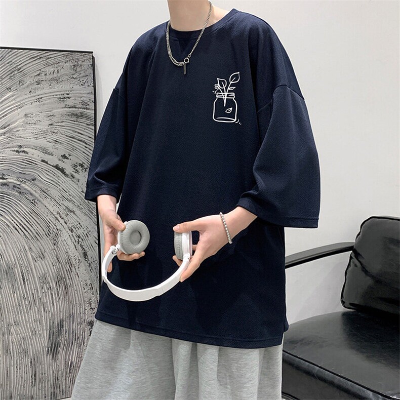 冰丝七分袖t恤男大码五分袖男短袖男中袖Q11430-P30,男装T恤,电商A040