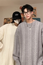 8XL-M特大码麻花圆领毛衣男潮流大码毛线衫套头外套MY1206P50，男装针织衫/毛衣，电商D206-1