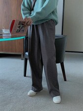 【现货】冬季新款 橡筋腰头格子拖地裤，，其它，炽元素