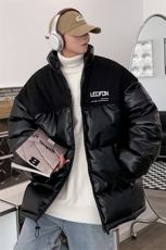 拼接加厚棉衣男PU皮立领棉袄软皮棉服外套3365-P90控118，男装棉衣，星座207