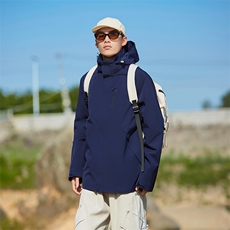 冬季三合一外套日系连帽男装青年夹克户外防水冲锋衣外套6152-P90，男装夹克，星座1403A
