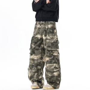 多口袋迷彩工装牛仔裤高街潮牌显瘦堆积感拖地裤子1071 P75图片