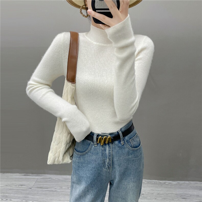 2025百搭时尚简约半高领打底衫，女装羊绒衫，国旺羊绒