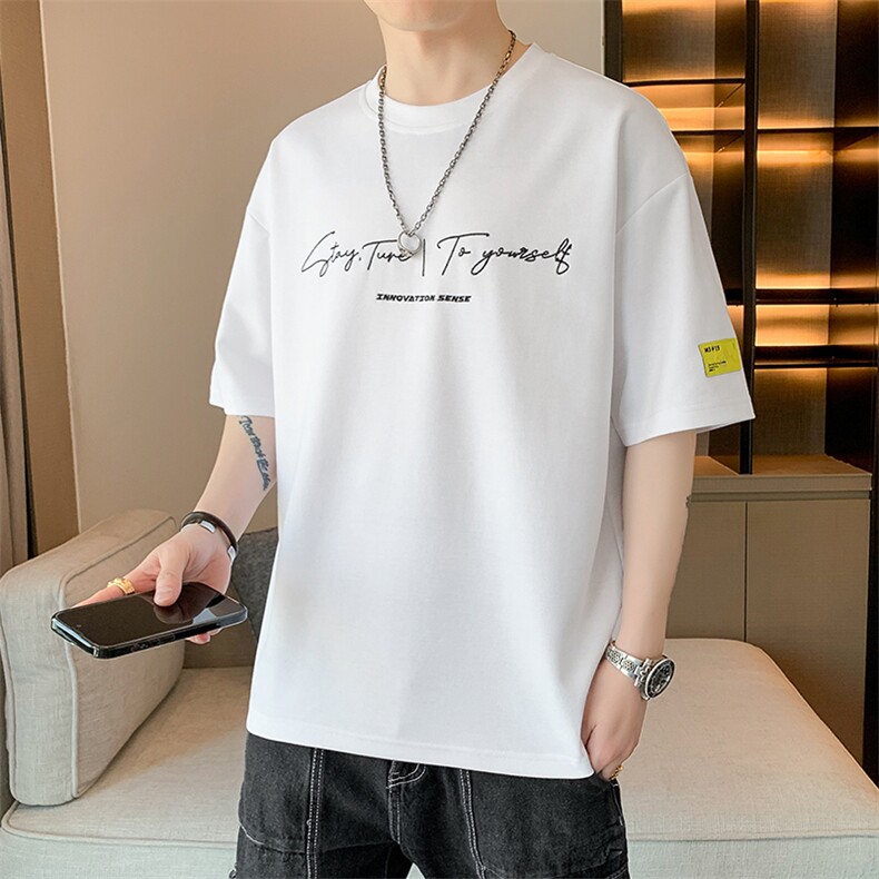 冰氧仿短袖店主风夏季休闲百搭字母印花男上衣TC3152-P22控48,男装T恤,星座717