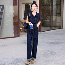 2024新款上衣连体裤裤子套装牛仔时尚气质两件套，女装连体裤，瑶迪