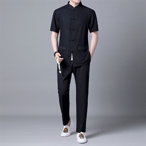 BETZ08钱塘2020-2夏季亚麻男士短袖中式唐装套装精品P115，男装中老年男装，钱塘207-2