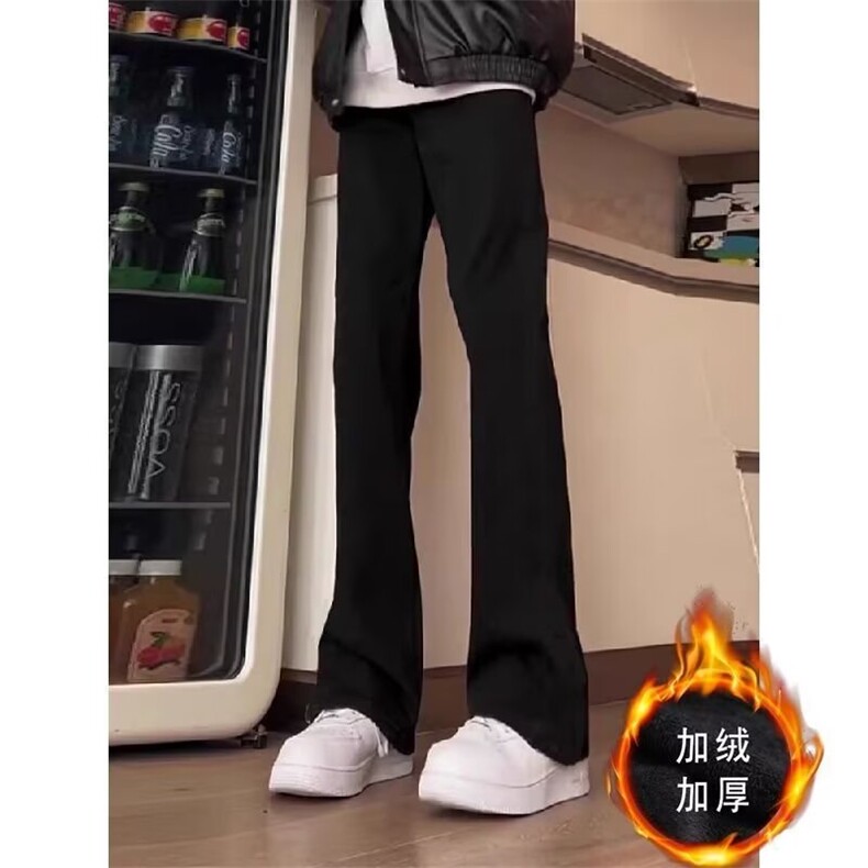 黑色vibe西裤男款秋季美式潮牌痞帅直筒修身窄版休闲微喇西装裤子图片