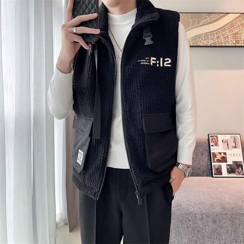 2024冬季加厚羊羔毛立领棉马甲背心外套男M501-p115控165,男装背心/马甲,电商D303