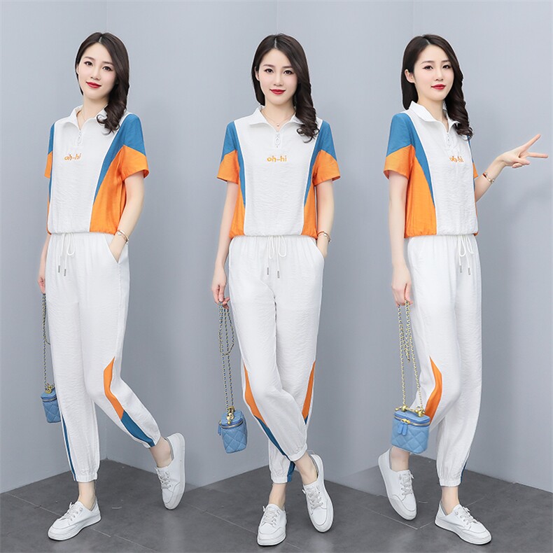 夏季休闲时尚运动服套装女2022新款两件套洋气减龄,女装套装/套裙,雅佳俏