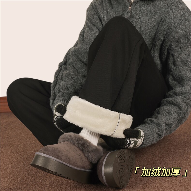 2025冬季新款加厚羊羔绒简约宽松休闲卫裤B315-K858JR-特p40控78,男装休闲裤,电商B315