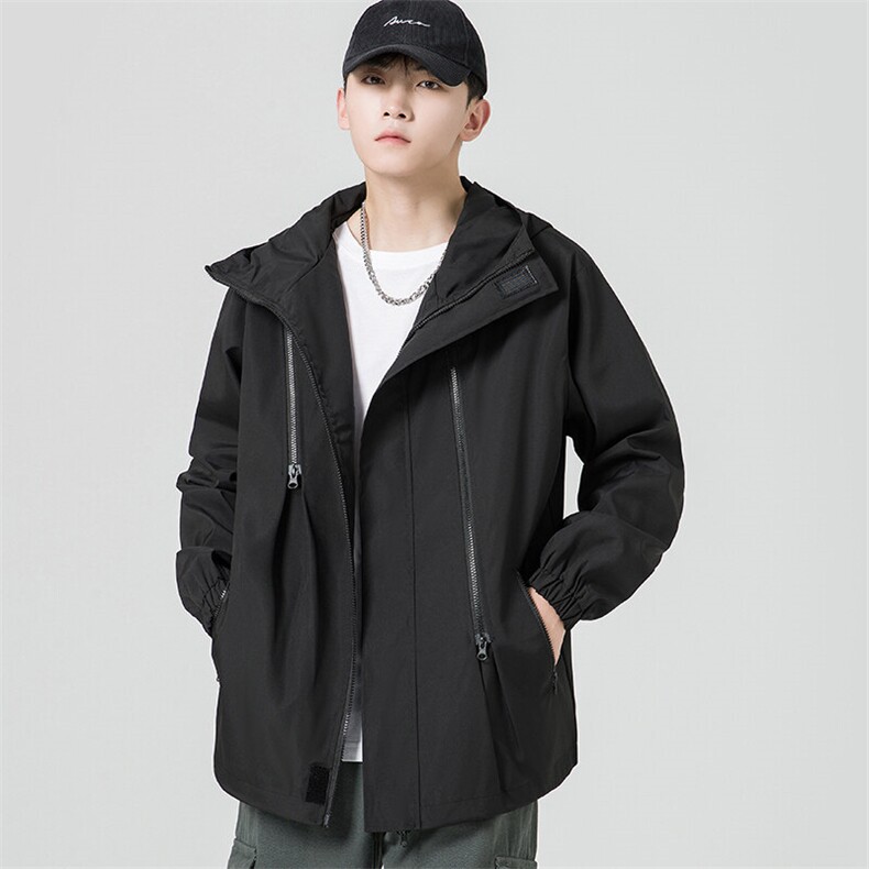 连帽春季冲锋衣男潮流防水夹克外套大码宽松上衣A266-JK8018-P45,男装夹克,电商A266