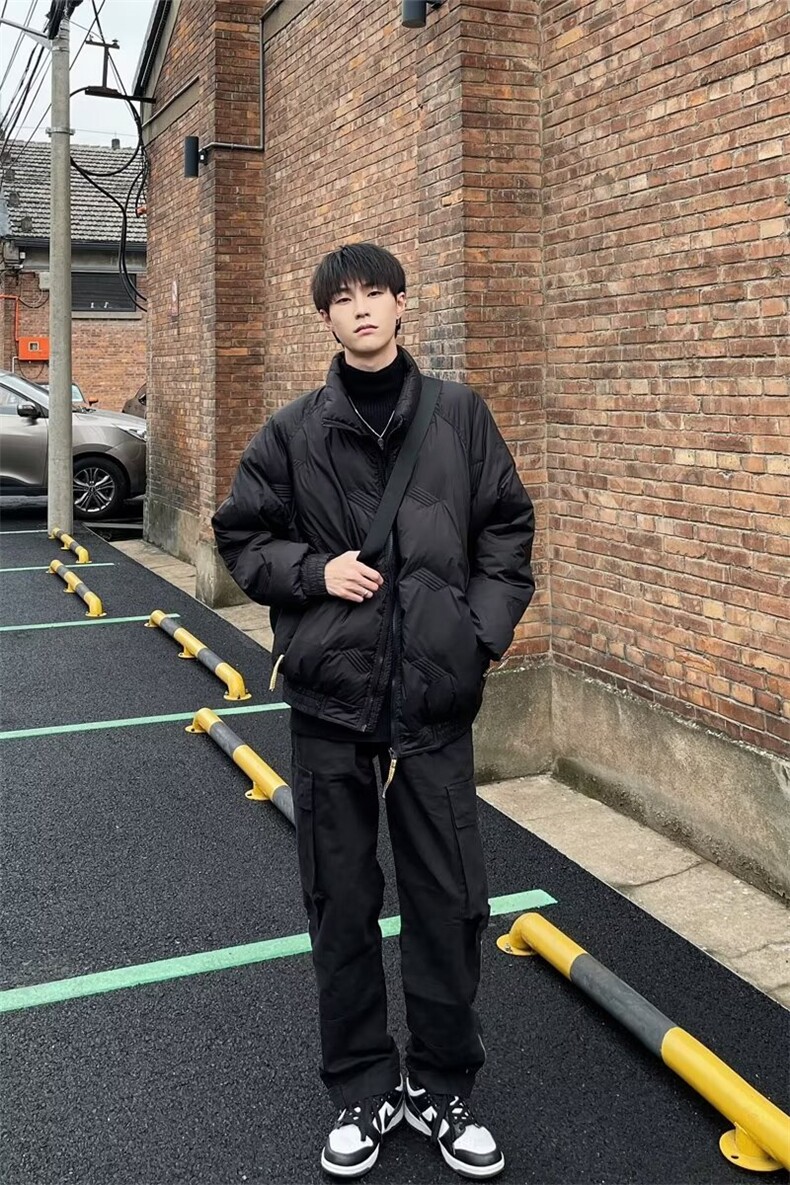 23新款冬季复古加厚保暖立领棉服男士宽松休闲压皱设计面包服,男装棉衣,星座218-8
