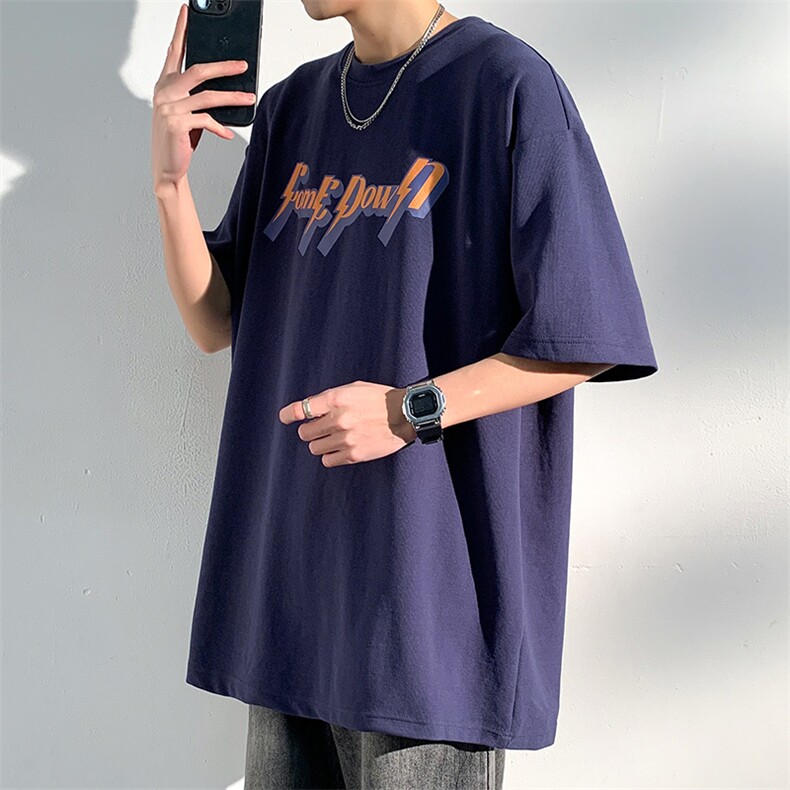 美式重磅短袖t恤男夏季潮牌青少年上衣宽松圆领半袖体恤T106-P30,男装T恤,星座308B-2