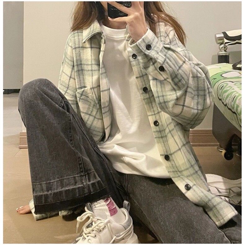 TC746-P45少女日系文艺衬衫早秋长袖翻领宽松上衣外套,男装衬衫,星座617A-2