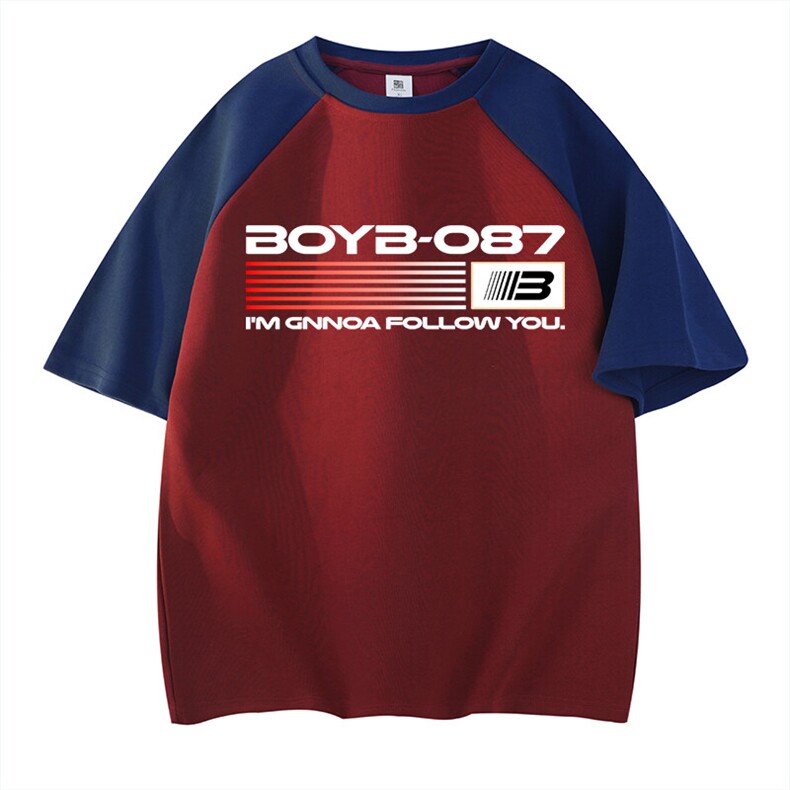 抖音得物高品质二开240克宽松纯棉美式潮牌插肩袖拼接短袖T恤，男装T恤，电商A486-1