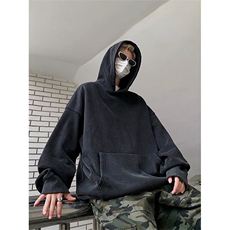 得物抖音高品质二开360克重磅做旧炒雪花纯色连帽水洗卫衣CM16，男装卫衣，电商A486-1