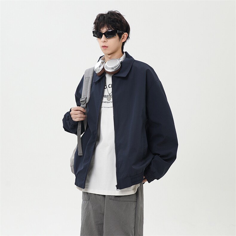 春季新款港风日系复古纯色短款翻领夹克外套XZ213-JK10-P60控98,男装夹克,星座213