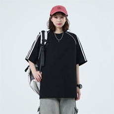 T8929-P42M-6XL280克大码撞色插肩袖美式重磅男女同款短袖T恤，男装T恤，星座109