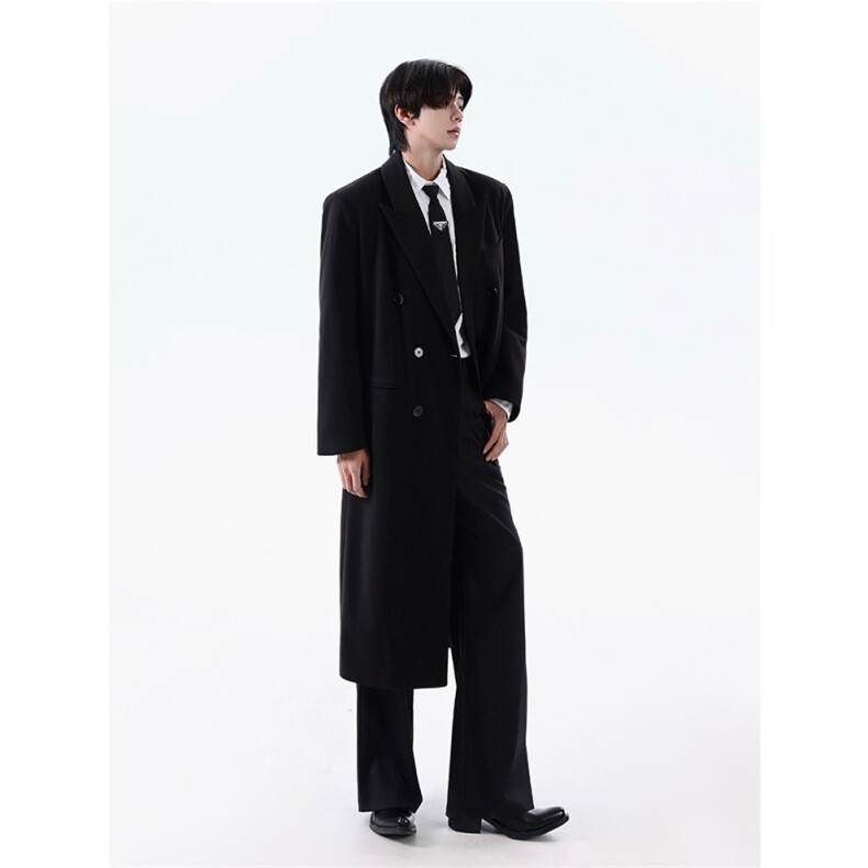 现货25老钱风韩式长款高品质毛呢双排扣大衣mj1082-p158,男装毛呢大衣,电商B288