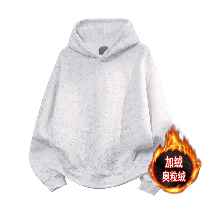 500克水洗扎染连帽加绒奥粒绒重磅无帽绳卫衣外套男 RH5310JR-P60图片