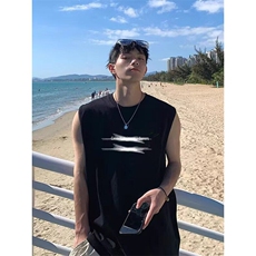 夏季新品青少年港风潮流无袖短袖流行简约百搭背心坎肩，男装背心/马甲，四季星座505