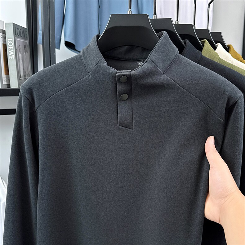 秋冬季双面德绒打底衫男士亨利领潮流百搭长袖T恤立领卫衣男款，男装卫衣，星座306A