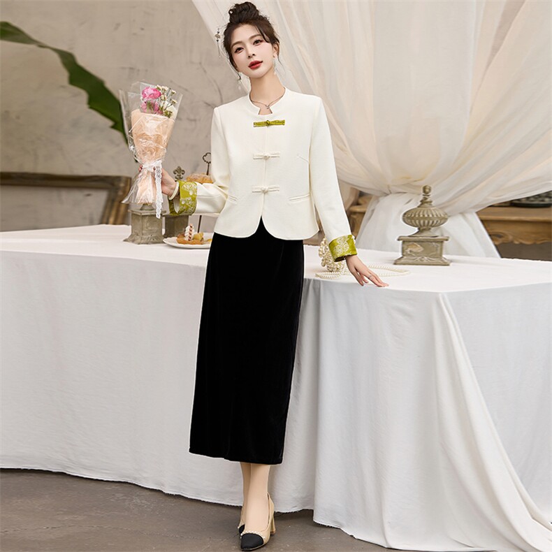 新中式国风盘扣短款休闲外套女2024早初春新款小个子立领女装上衣，女装套装/套裙，涵墨