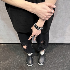 D2051-p45-控68现货风宽松cleanfit牛仔裤七分裤黑暗，男装牛仔裤，星座116