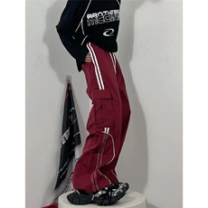 网络图现货！设计感小众条纹宽松微喇拖地休闲裤RD76-P55，男装休闲裤，星座1005-4