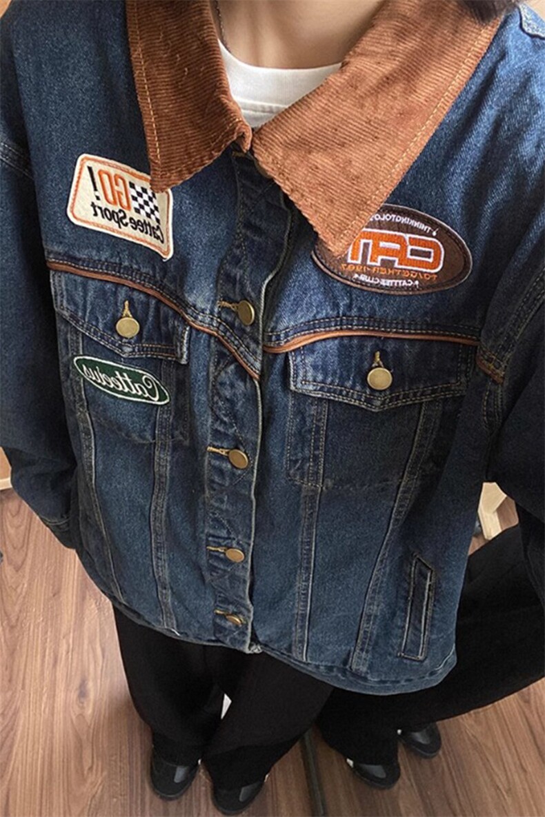 美式复古翻领机车牛仔外套潮牌水洗vintage工装夹克JK631特P76,男装工装外套,星座908-1