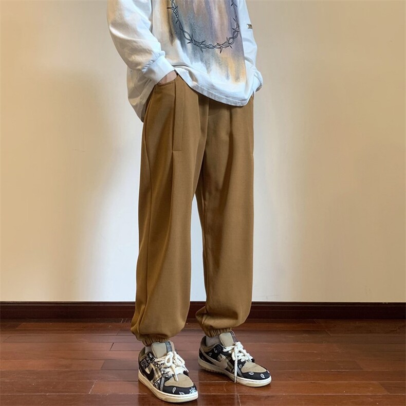 秋季新款压褶绣标束脚卫裤XZ604-KP78-P55控68,男装休闲裤,星座604
