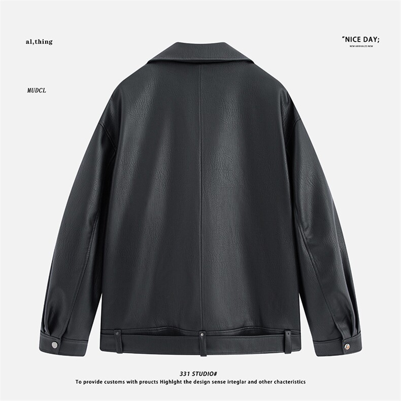 平铺~春季新款斜拉链pu皮夹克机车服外套K8820/P128,男装夹克,电商B331