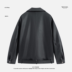 平铺~春季新款斜拉链pu皮夹克机车服外套K8820/P128，男装夹克，电商B331