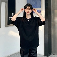 抖音得物品质二开240克宽松纯棉美式高街痞帅潮牌金属装饰短袖T恤，男装T恤，电商A486