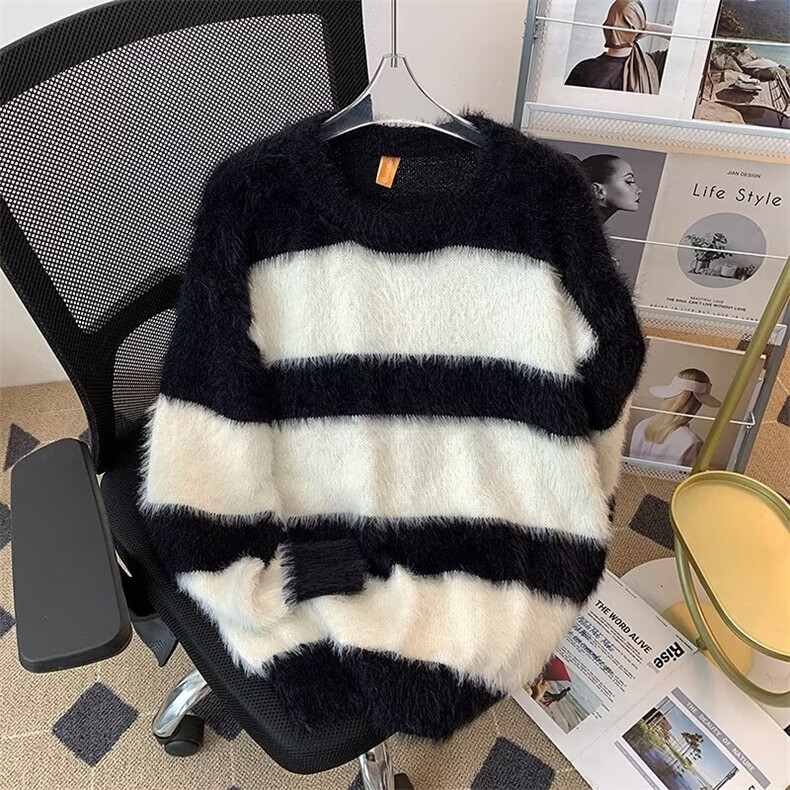 青少年美式复古外套潮牌欧美街头撞色圆领冬季休闲套头长袖常规，女装短外套，星座601-1