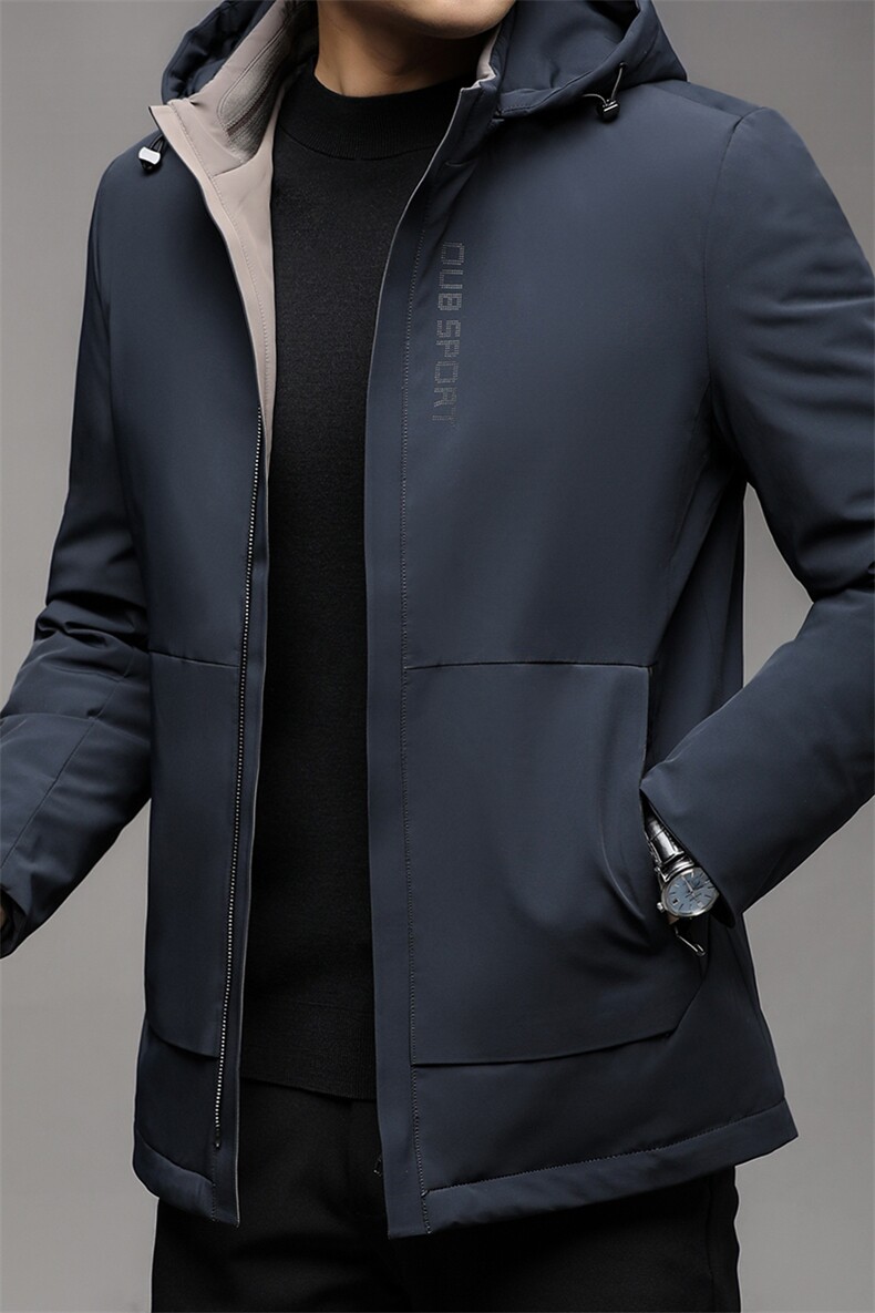 BJY08950新款冬季男士白鸭绒羽绒服连帽保暖外套修身风衣大衣,男装风衣,电商B360