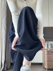 醋酸羊毛阔腿裤女秋冬垂感毛呢休闲裤加绒直筒裤大码慵懒糯米长裤，女装休闲裤，云美莎专业女裤-全店现货