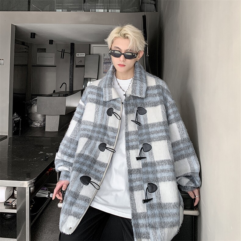 M869格子毛呢大衣秋冬加棉加厚小香风高级感英伦风夹克外套TP100，男装夹克，电商A170