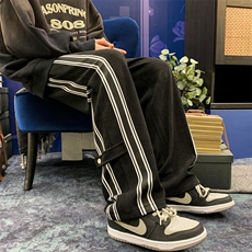 ！春季新款休闲裤条纹织带运动裤直筒裤313A-1-NK90-P65控78，男装休闲裤，星座808A-1